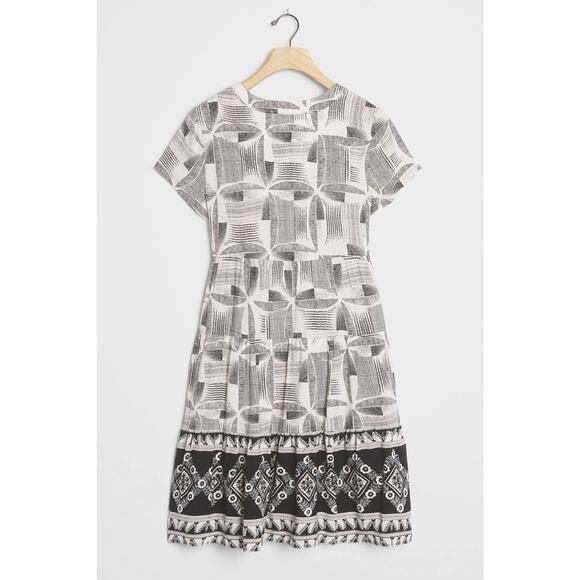 New Anthropologie Tania Tiered Tunic Dress $130 XS B&W Midi - Picture 3 of 3